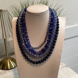 LOFT Blue Beaded Necklace stone and glass necklace
